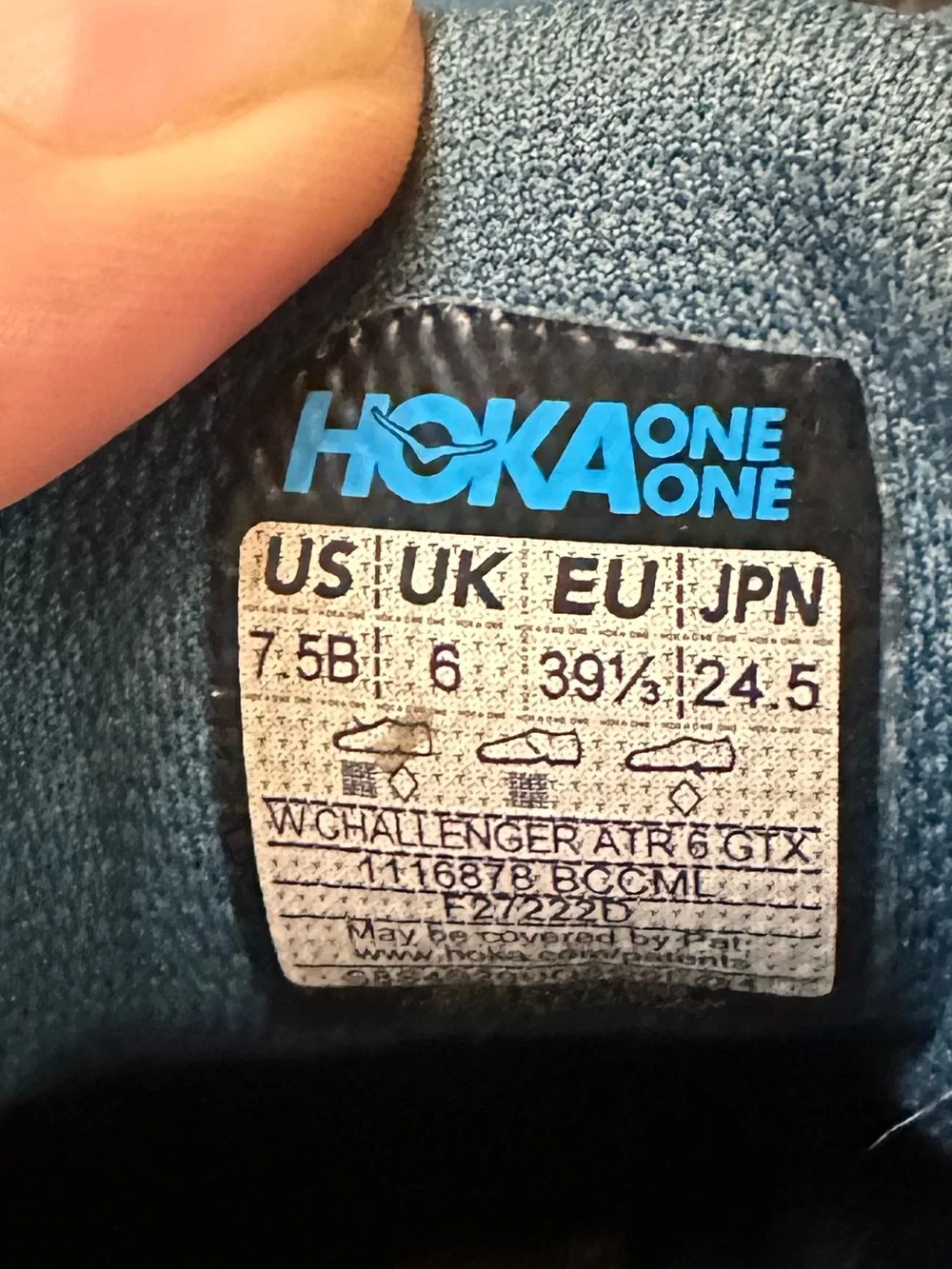 Hoka One One Challenger—Blue Trail Sneakers with Salmon and Yellow Soles